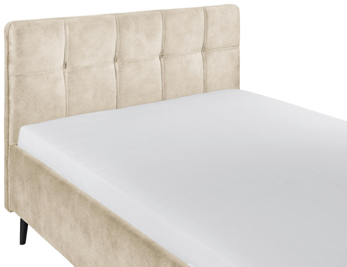 POLSTERBETT 140/200 cm  in Creme  - Creme/Schwarz, Basics, Holz/Holzwerkstoff (140/200cm) - MID.YOU