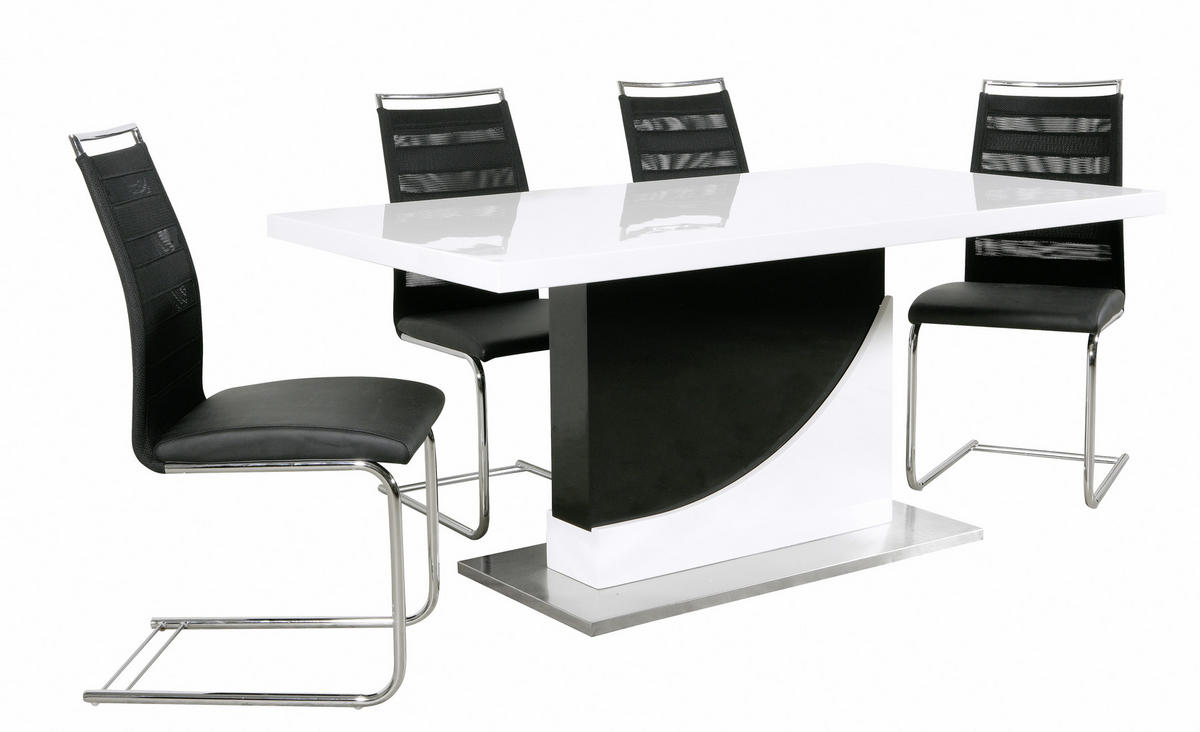 STOL ZA BLAGOVAONICU  crna, bijela  metal, drvni materijal  - bijela/crna, Design, drvni materijal/metal (160/90/76cm) - Xora