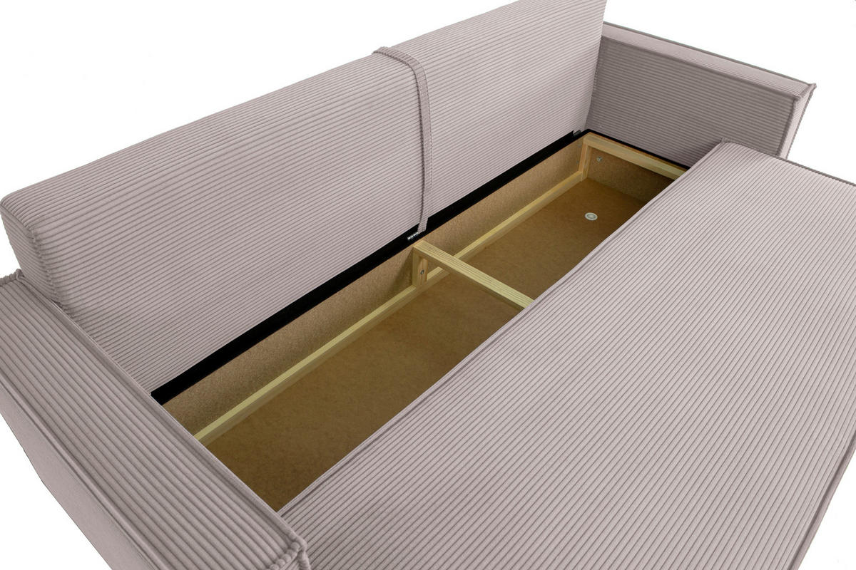 SCHLAFSOFA  mit Rücken echt, Armteil links, Armteil rechts Cord Hellgrau  - Hellgrau/Schwarz, Design, Textil (232/85/92cm) - Xora