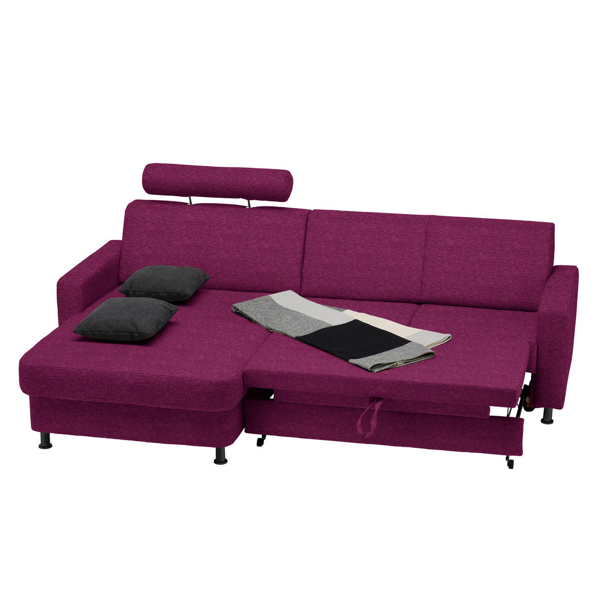ECKSOFA in Webstoff Lila  - Lila/Schwarz, Design, Kunststoff/Textil (165/257cm) - Xora
