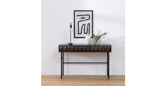 KONSOLENTISCH Eiche furniert, teilmassiv Dunkelbraun - Dunkelbraun/Schwarz, Trend, Holz/Holzwerkstoff (117/39/75cm) - Carryhome