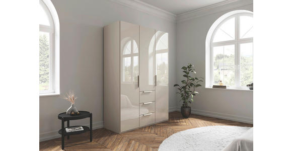 DREHTÜRENSCHRANK 151/223/61 cm,  in Champagner, 3-türig  - Champagner, Basics, Glas/Holzwerkstoff (151/223/61cm) - Novel