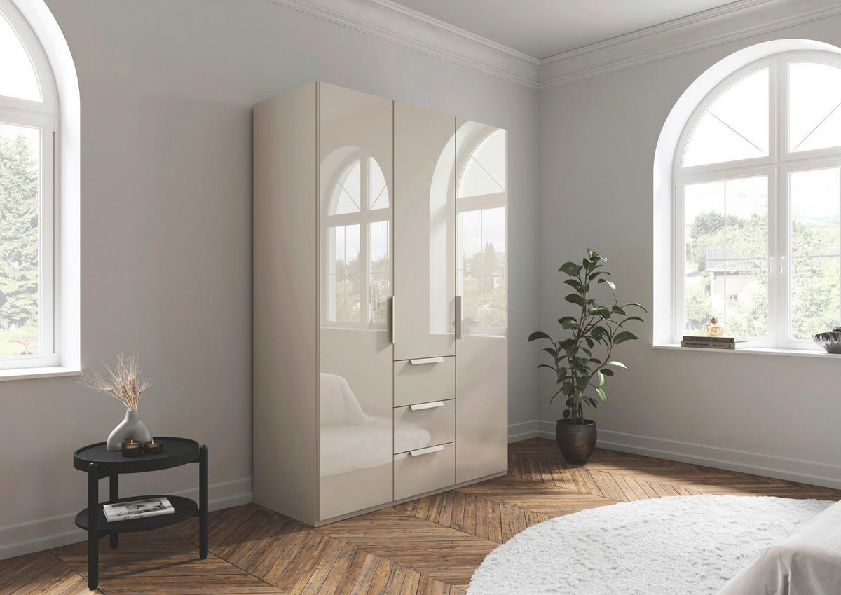 DREHTÜRENSCHRANK 151/223/61 cm,  in Champagner, 3-türig  - Champagner, Basics, Glas/Holzwerkstoff (151/223/61cm) - Novel