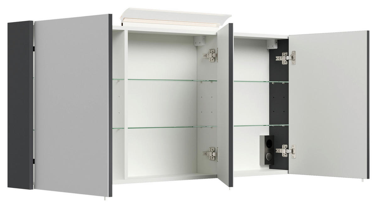 SPIEGELSCHRANK 140/62/17 cm  - Graphitfarben, MODERN, Glas/Holzwerkstoff (140/62/17cm) - MID.YOU