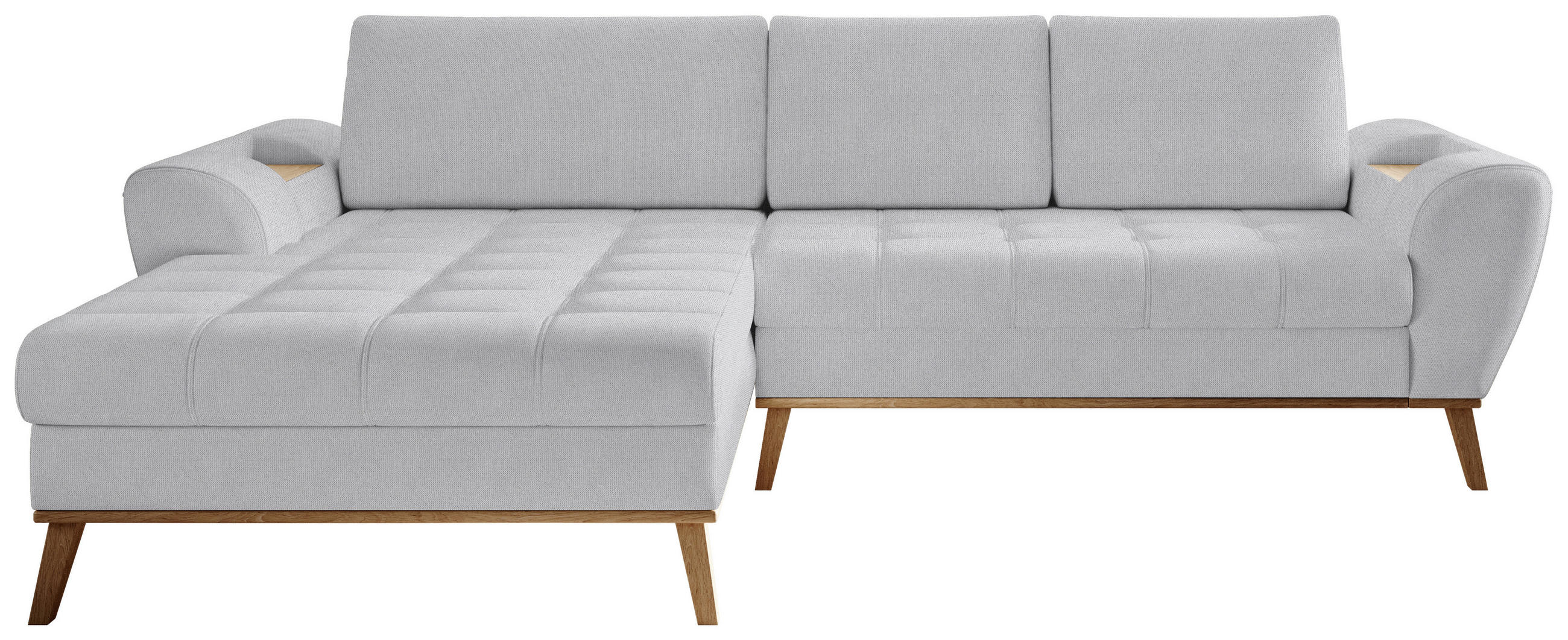 ECKSOFA in Webstoff Silberfarben  - Eichefarben/Silberfarben, Design, Holz/Textil (175/282cm) - Carryhome