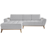 ECKSOFA in Webstoff Silberfarben  - Eichefarben/Silberfarben, Design, Holz/Textil (175/282cm) - Carryhome