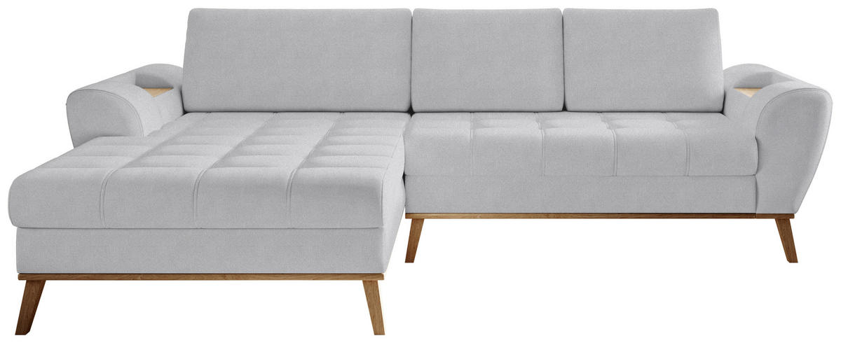 ECKSOFA in Webstoff Silberfarben  - Eichefarben/Silberfarben, Design, Holz/Textil (175/282cm) - Carryhome