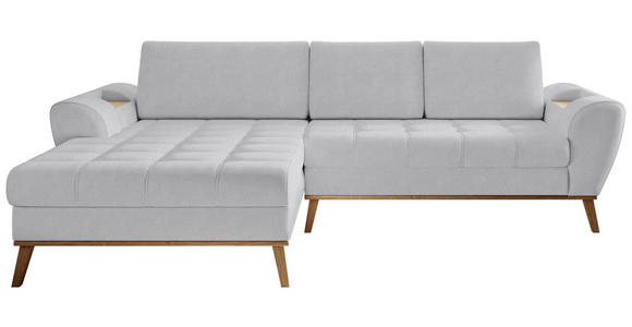 ECKSOFA in Webstoff Silberfarben  - Eichefarben/Silberfarben, Design, Holz/Textil (175/282cm) - Carryhome