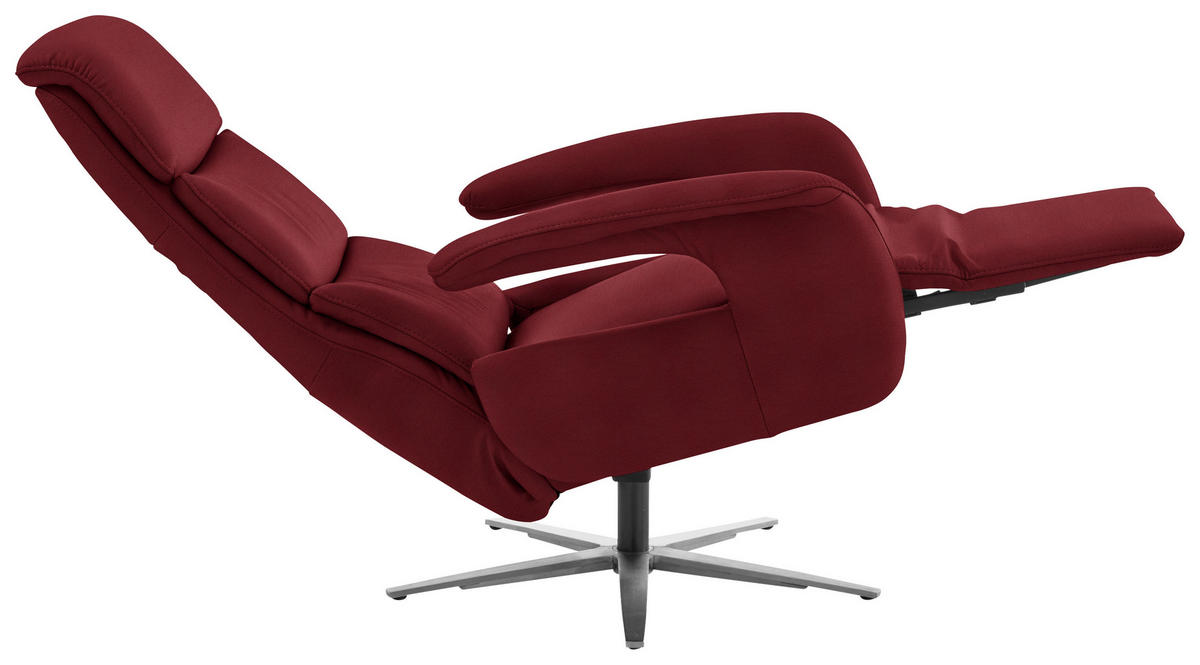 RELAXSESSEL in Leder Rot  - Edelstahlfarben/Rot, Design, Leder/Metall (76/119/86cm) - Dieter Knoll