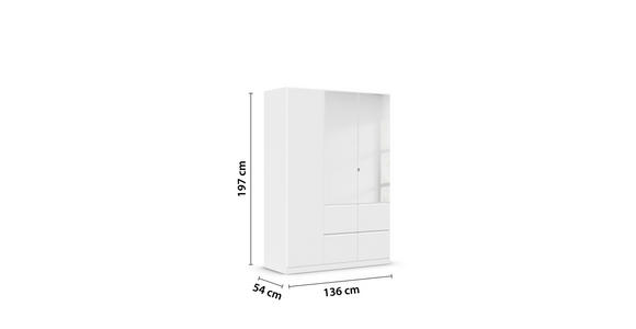KLEIDERSCHRANK 3-türig Weiß  - Weiß, Trend, Glas/Holzwerkstoff (136/197/54cm) - Xora