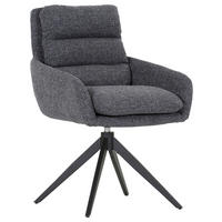 ARMLEHNSTUHL  in Flachgewebe  - Anthrazit/Schwarz, Design, Textil/Metall (60/89/69cm) - Novel