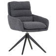 ARMLEHNSTUHL  Stoffauswahl, Sitzfläche 360° drehbar, automatische Rückholfunktion Flachgewebe  - Anthrazit/Schwarz, Design, Textil/Metall (60/89/69cm) - Novel