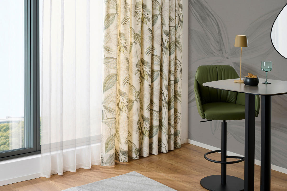 VORHANGSTOFF per lfm blickdicht  - Salbeigrün/Hellgrün, KONVENTIONELL, Textil (148cm) - Esposa