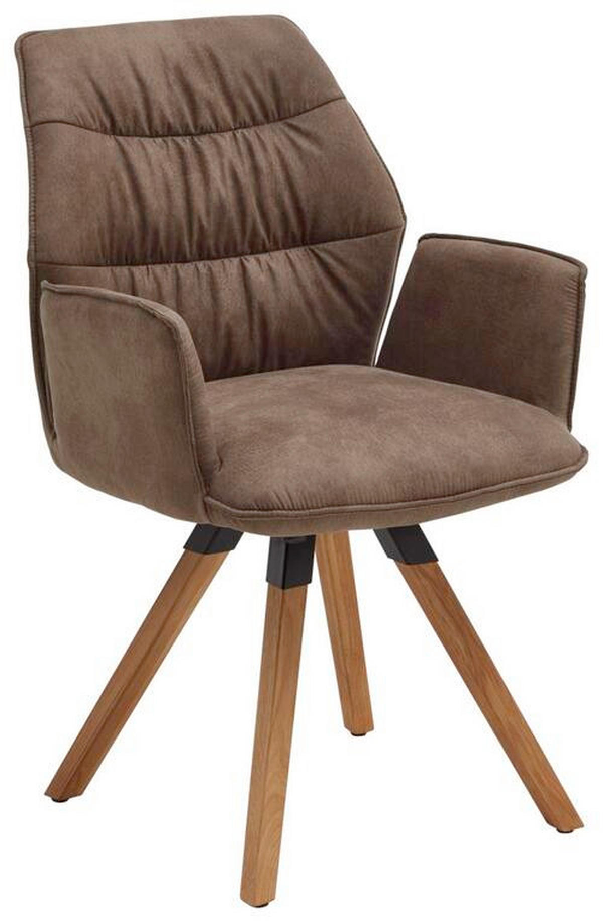 ARMLEHNSTUHL-SET 2 Stück  in Mikrofaser  - Eichefarben/Graubraun, Design, Holz/Textil (60/90/64cm) - Valdera