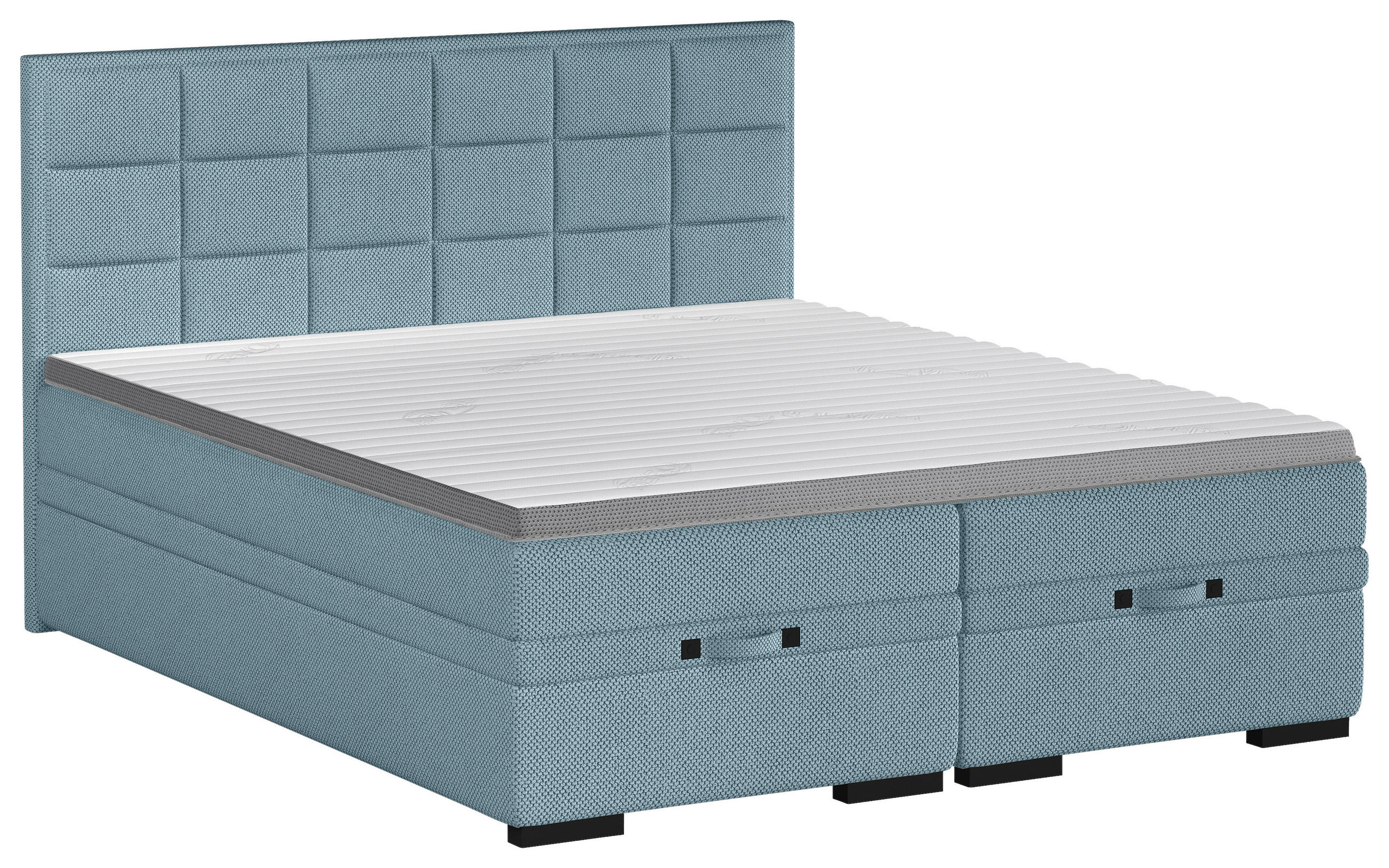 BOXSPRINGBETT 180/200 cm  in Blau  - Blau/Schwarz, KONVENTIONELL, Kunststoff/Textil (180/200cm) - home24