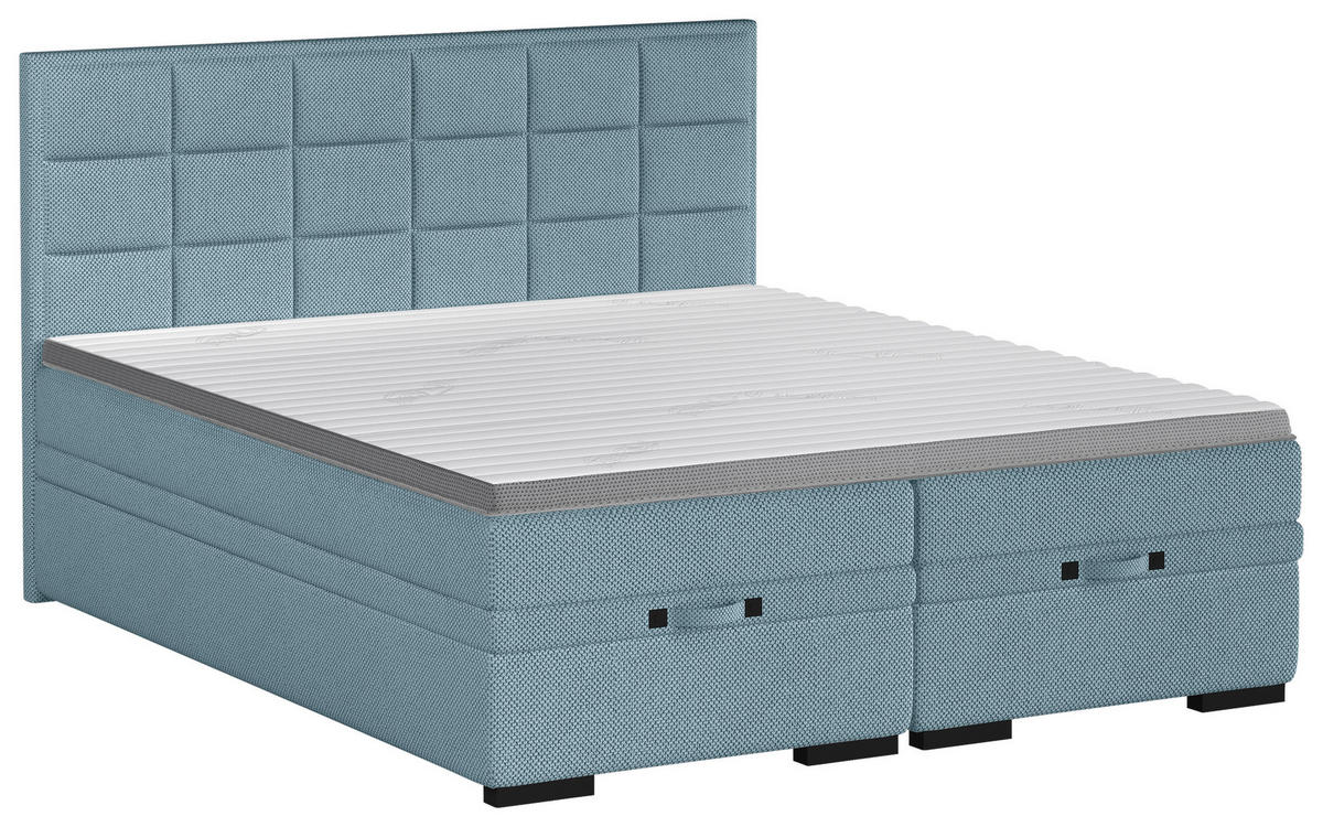 BOXSPRINGBETT 180/200 cm  in Blau  - Blau/Schwarz, Konventionell, Kunststoff/Textil (180/200cm) - home24