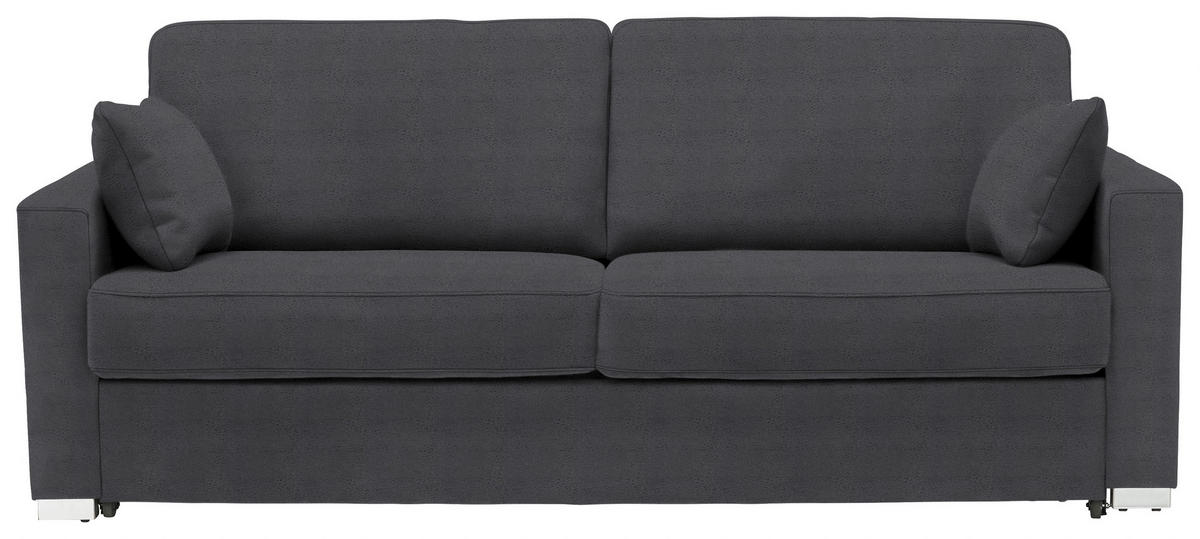 SCHLAFSOFA Flachgewebe Grau  - Chromfarben/Grau, KONVENTIONELL, Textil/Metall (208/86/97cm) - Novel