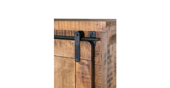 HIGHBOARD Mangoholz massiv Naturfarben, Schwarz Einlegeböden  - Schwarz/Naturfarben, KONVENTIONELL, Holz/Holzwerkstoff (145/145/45cm) - Landscape