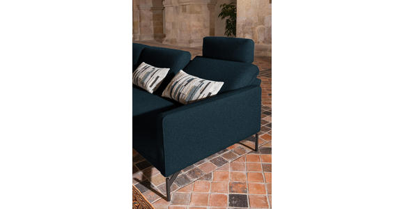 ECKSOFA in Flachgewebe, Struktur Dunkelblau  - Anthrazit/Dunkelblau, Design, Textil/Metall (230/254cm) - Ambiente