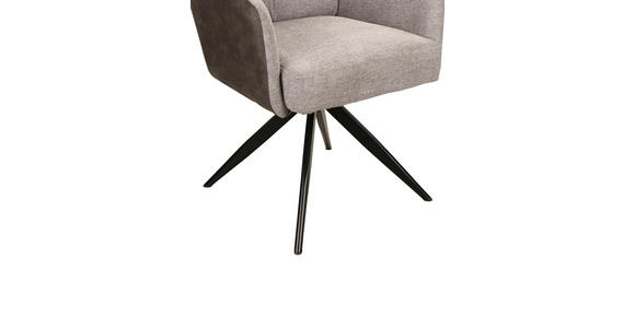 ARMLEHNSTUHL in Eisen Leinenoptik - Anthrazit/Hellgrau, Design, Textil/Metall (60/91/67cm) - Novel
