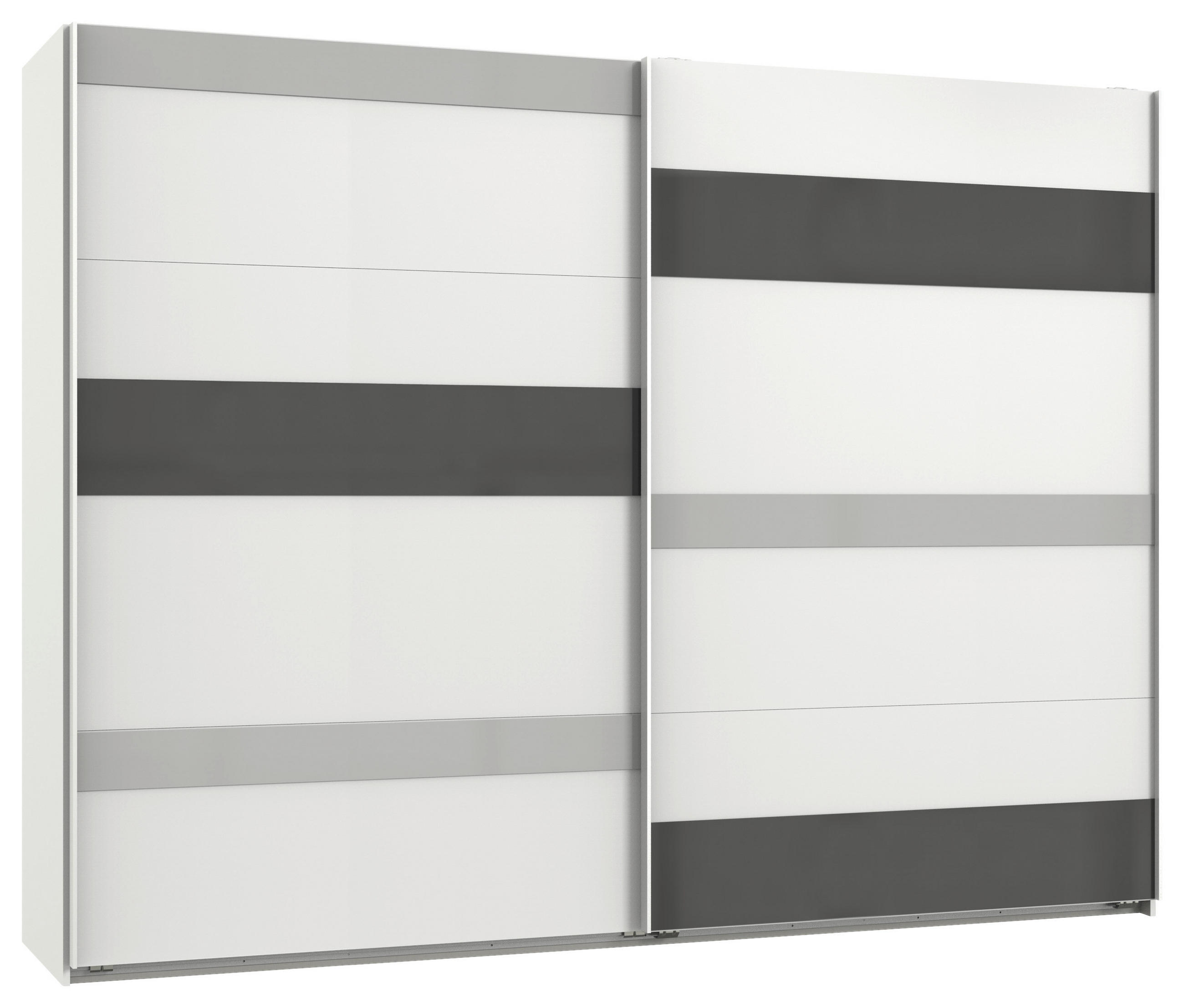SCHWEBETÜRENSCHRANK in Grau, Weiss, Hellgrau - Weiss/Hellgrau, Modern, Glas/Holzwerkstoff (270/210/65cm) - MID.YOU