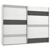 SCHWEBETÜRENSCHRANK 270/210/65 cm 2-türig Hellgrau, Grau, Weiß  - Hellgrau/Weiß, MODERN, Glas/Holzwerkstoff (270/210/65cm) - MID.YOU