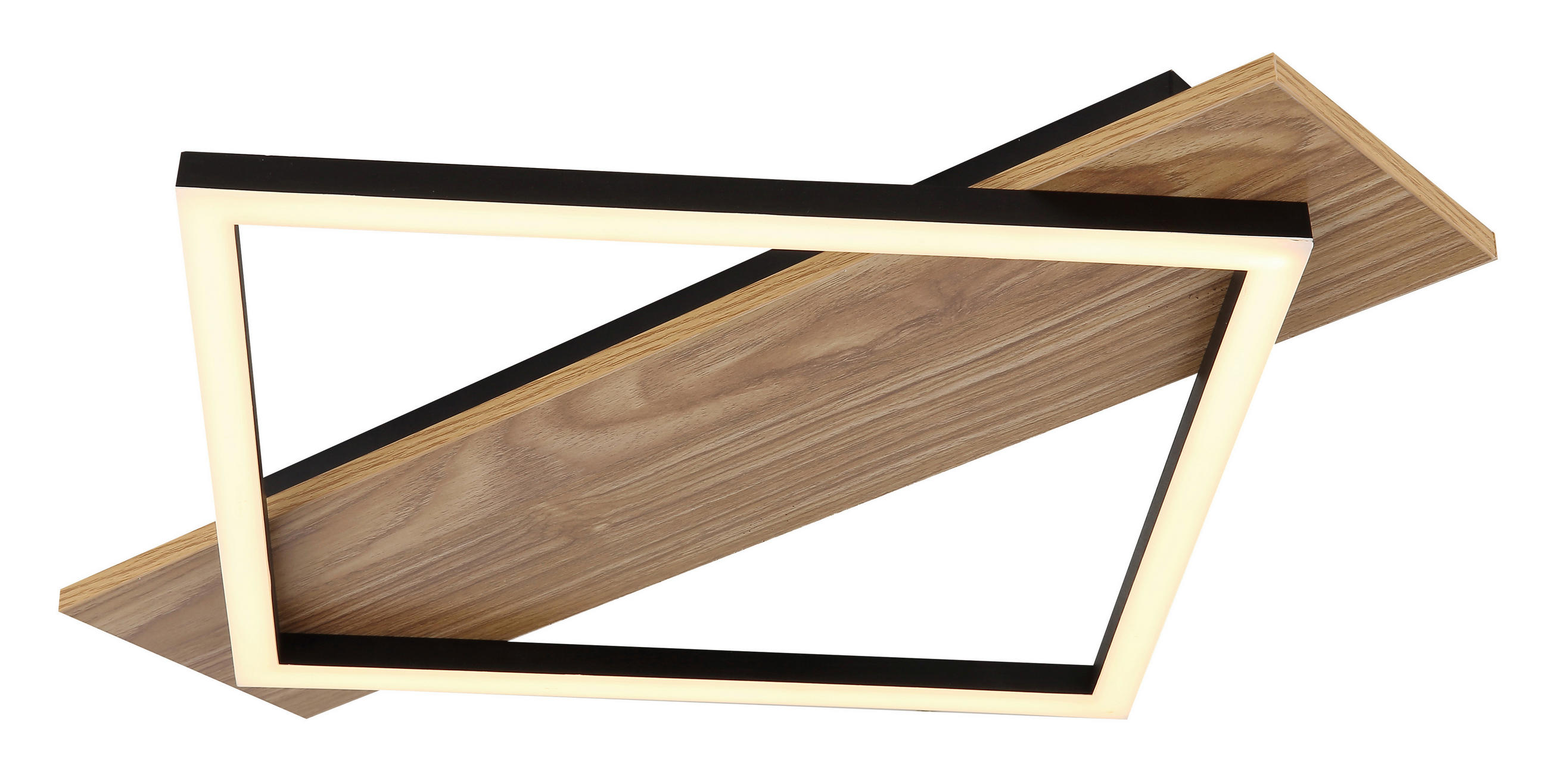 LED-DECKENLEUCHTE    52/46,7/6 cm  - Dunkelbraun/Opal, Natur, Holzwerkstoff/Kunststoff (52/46,7/6cm) - Globo