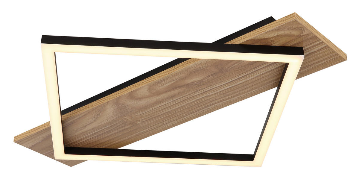 LED-DECKENLEUCHTE    52/46,7/6 cm  - Dunkelbraun/Opal, Natur, Holzwerkstoff/Kunststoff (52/46,7/6cm) - Globo