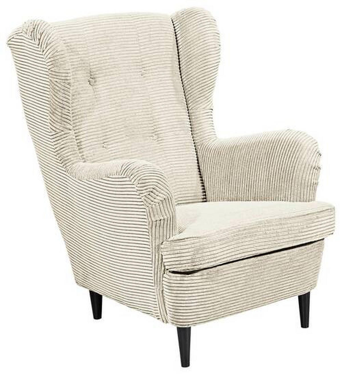ÖRONLAPPSFÅTÖLJ i manchester cremefärgad  - svart/cremefärgad, Basics, trä/textil (78/102/98cm) - MID.YOU