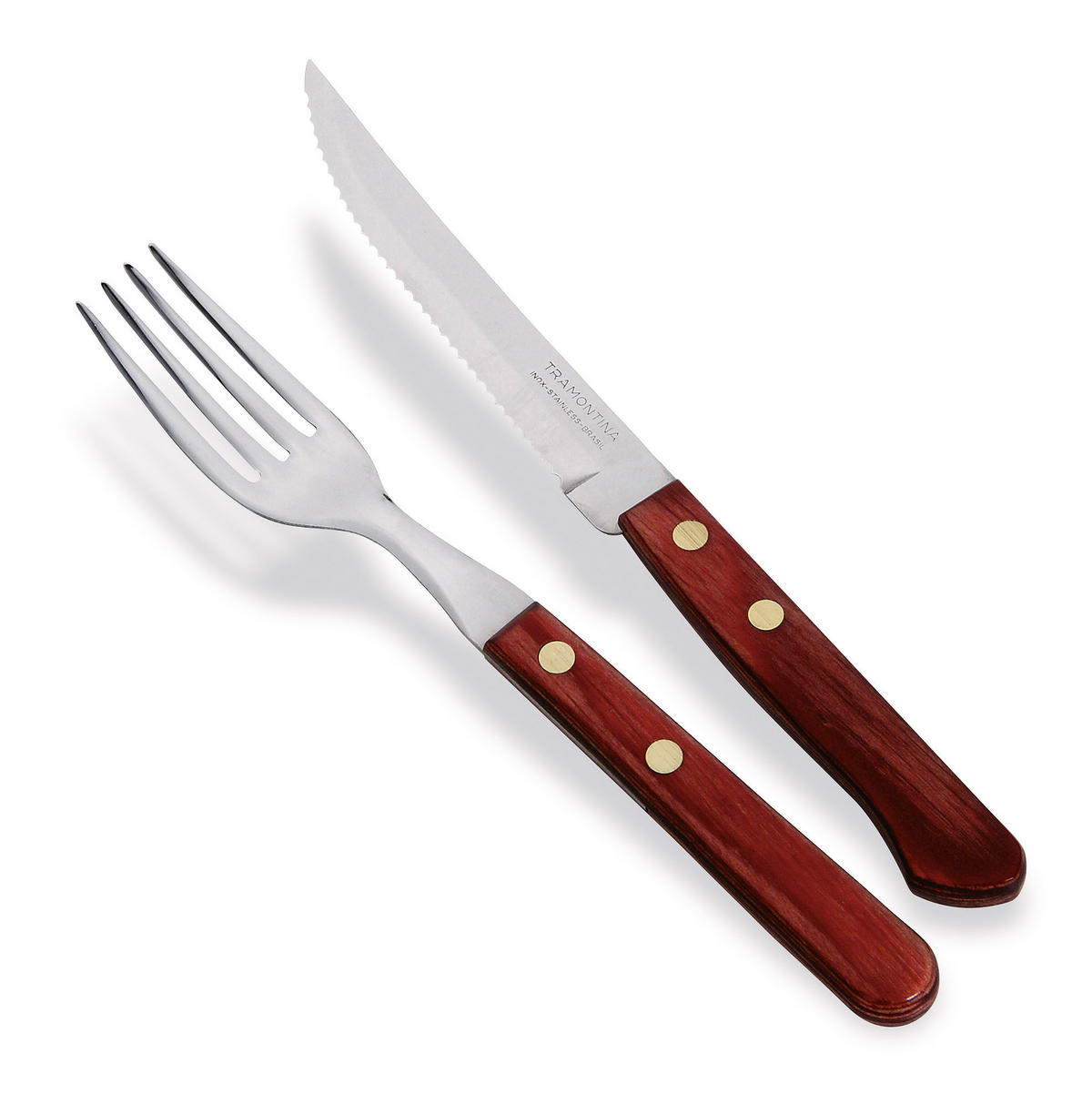 PRIBOR ZA ZREZKE     12-delni  - rjava, Natur, kovina/les - Homeware