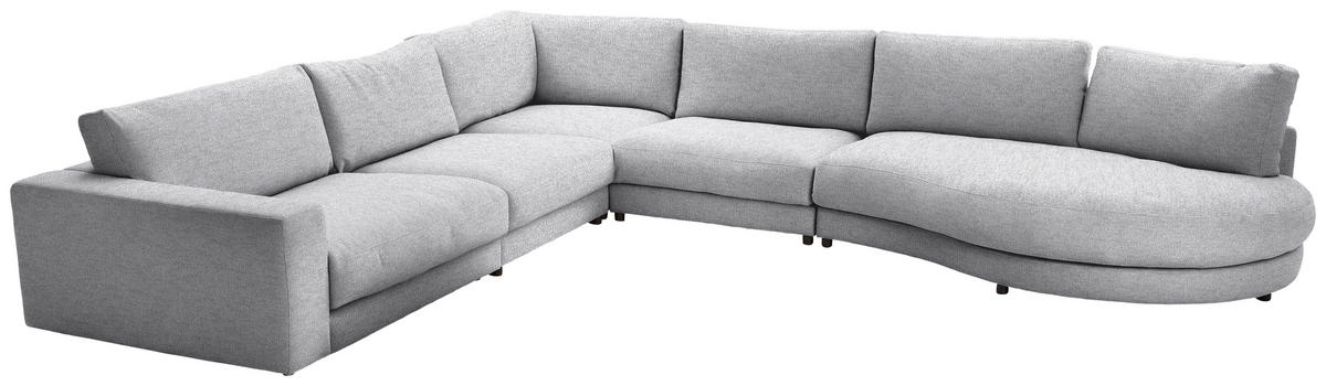 ECKSOFA in Flachgewebe Graublau  - Graublau/Schwarz, Design, Kunststoff/Textil (365/425cm) - Lomoco