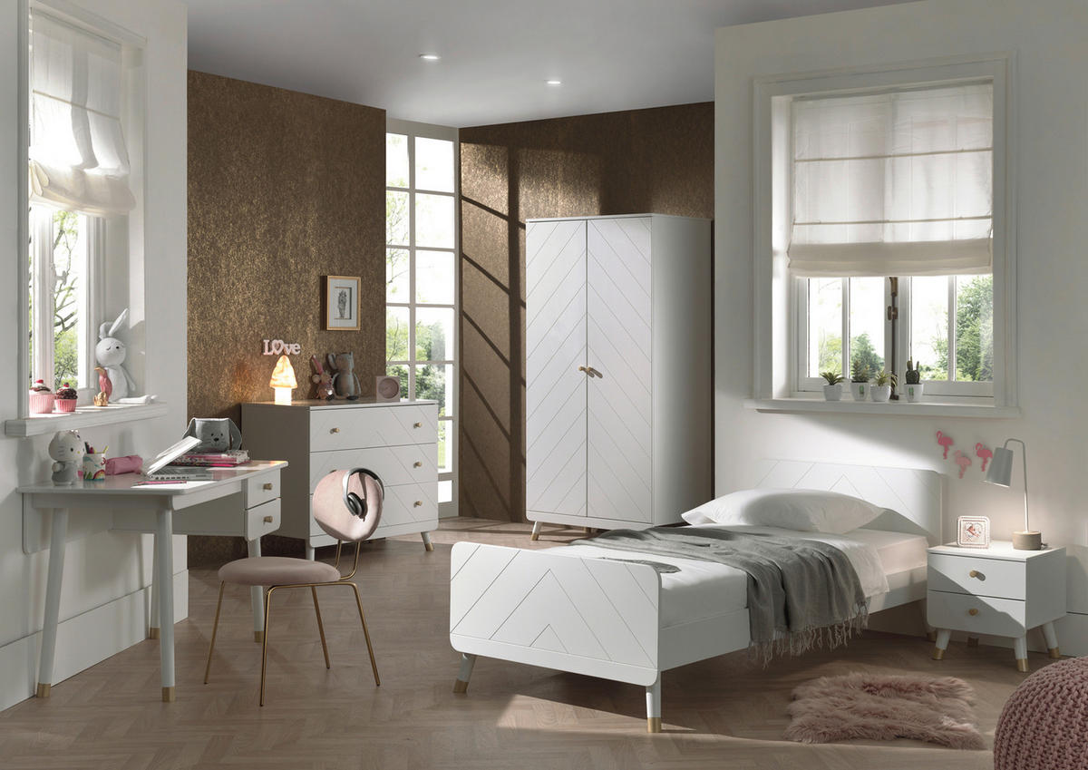 KOMMODE , 100/89/57 cm, 3 Schublade(n)  - Goldfarben/Weiß, MODERN, Holzwerkstoff/Kunststoff (100/89/57cm) - Vipack