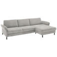 ECKSOFA  in Chenille, Flachgewebe Cappuccino  316/175 cm  - Schwarz/Cappuccino, Design, Textil/Metall (316/175cm) - Dieter Knoll