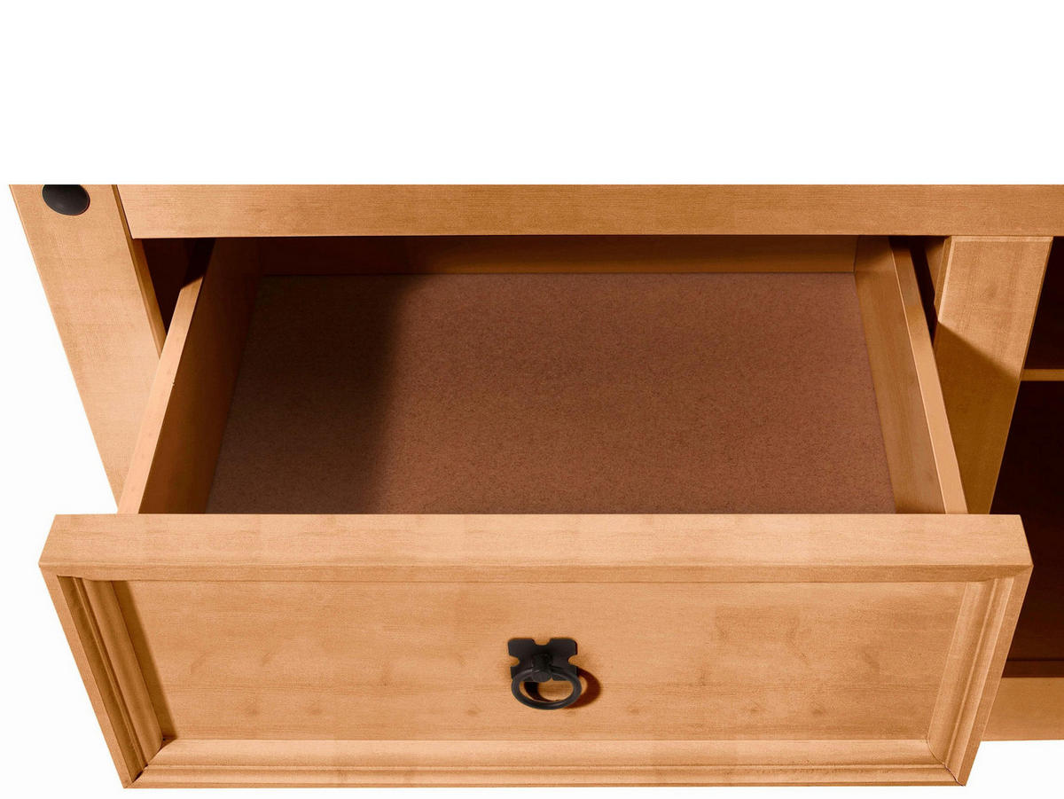 LOWBOARD MEXICO   in 120/57/50 cm  - Schwarz/Naturfarben, Design, Holzwerkstoff/Metall (120/57/50cm) - MID.YOU