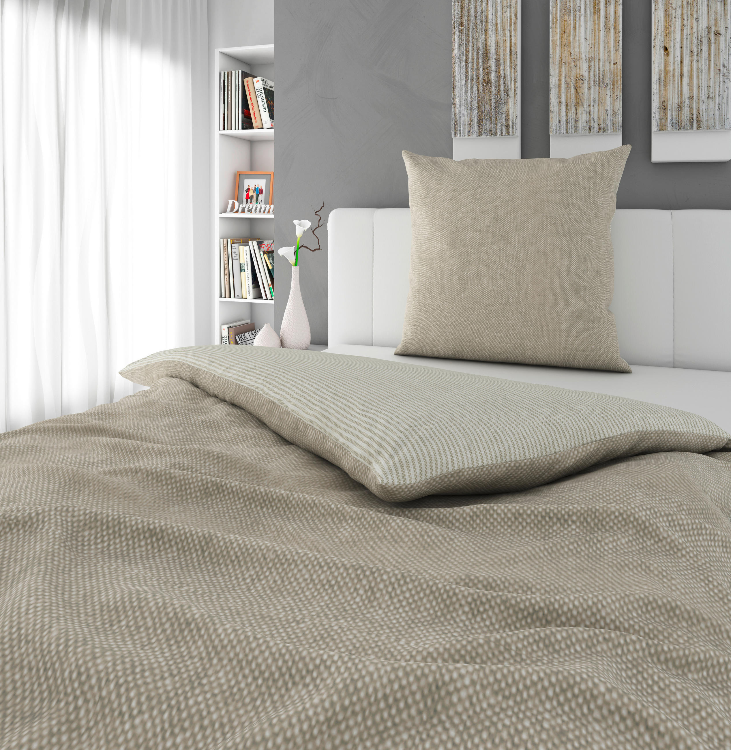 WENDEBETTWÄSCHE 135/200 cm  - Beige, Textil (135/200cm) - Novel