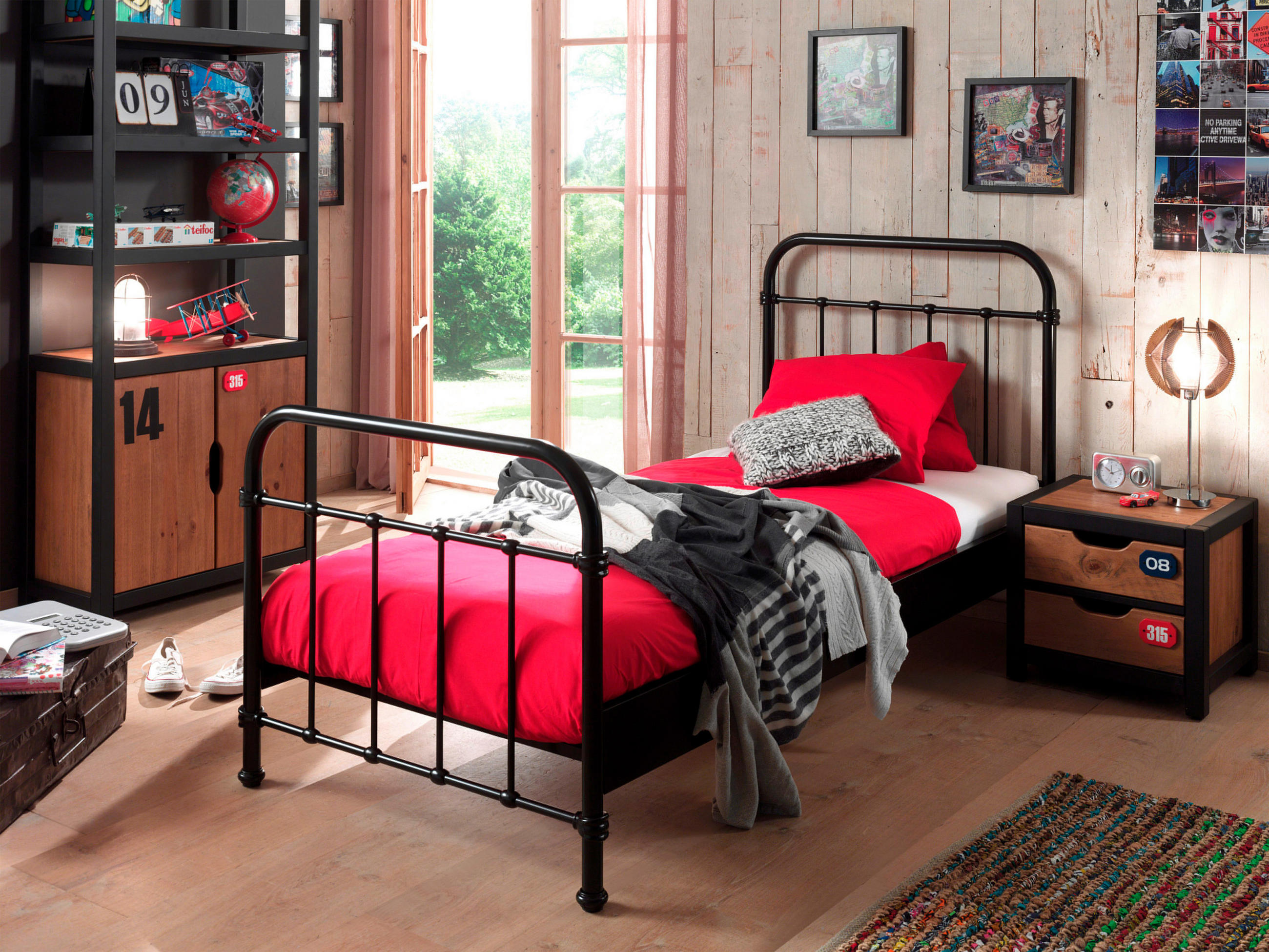 KINDER-/JUNIORBETT - Schwarz, ROMANTIK / LANDHAUS, Metall (90/200cm) - Vipack