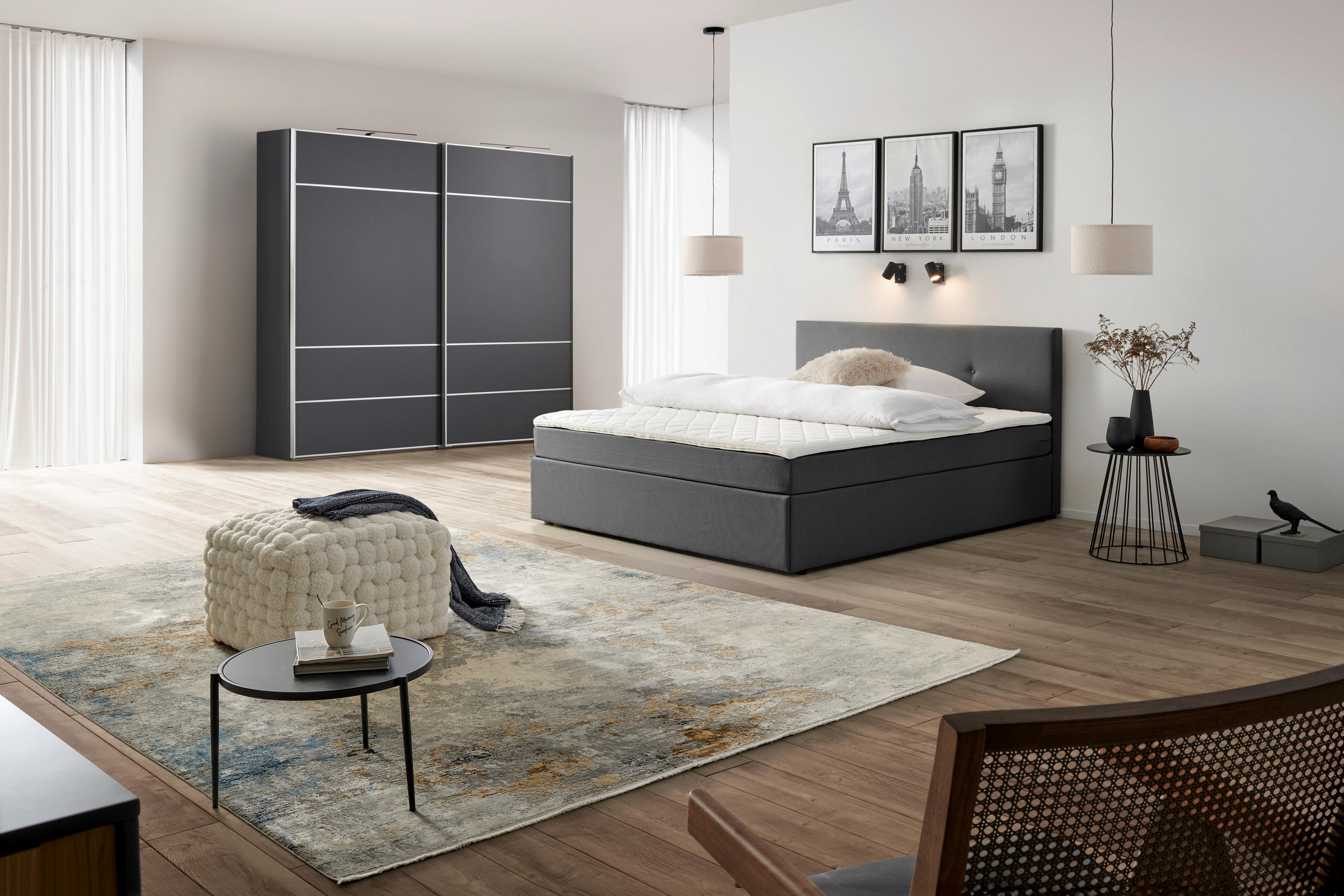 P & B AMERICKÁ POSTEĽ, 160/200 cm, sivá