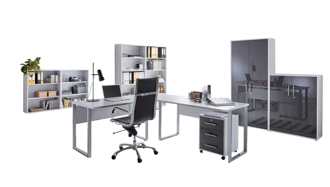 BÜRO - Anthrazit Hochglanz/Grau, MODERN, Holzwerkstoff/Metall - MID.YOU