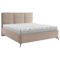 OBLAZINJENA POSTELJA 140 cm   x 200 cm  , tekstil svetlo rjava  - svetlo rjava/črna, Moderno, kovina/tekstil (140/200cm) - Carryhome