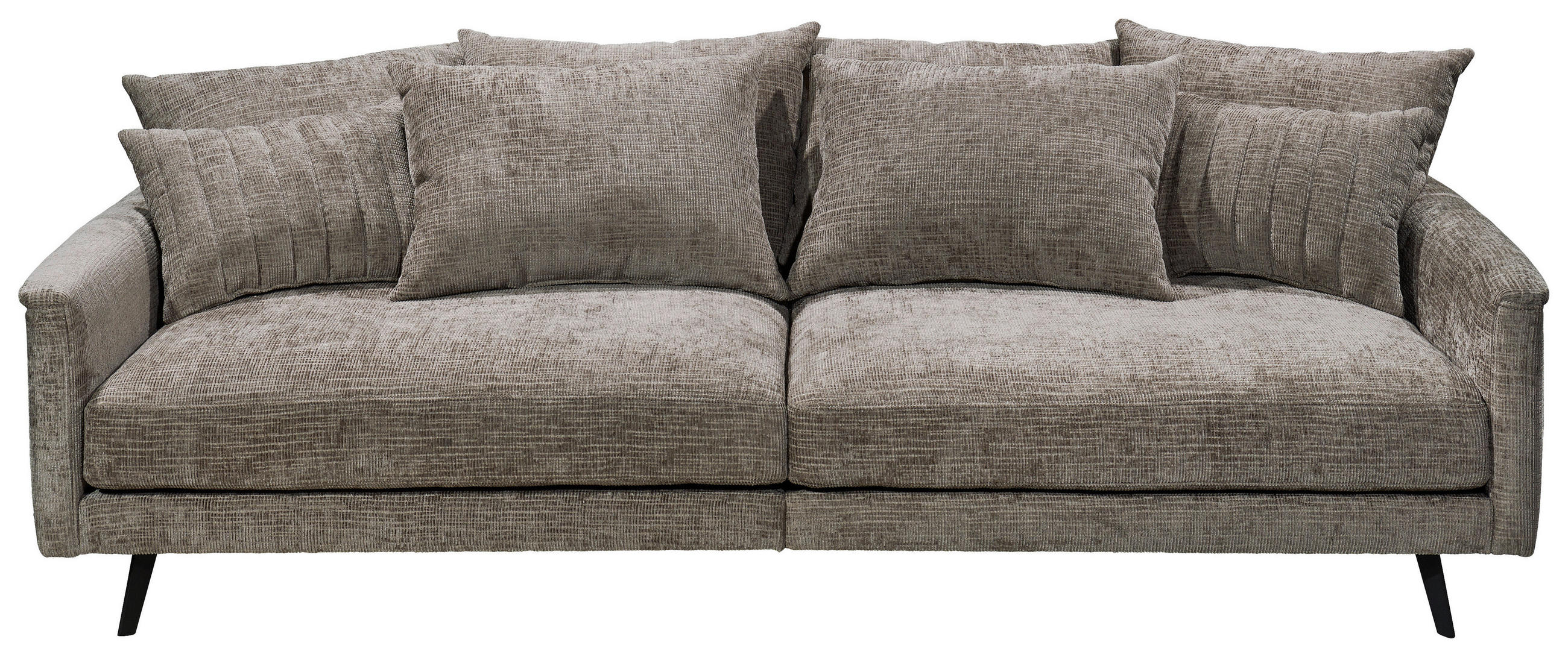 3-SITZER-SOFA Mikrovelours Grau  - Schwarz/Grau, KONVENTIONELL, Textil/Metall (249/82/125cm) - MID.YOU