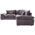 ECKSOFA in Velours Dunkelgrau  - Chromfarben/Dunkelgrau, KONVENTIONELL, Kunststoff/Textil (247/247cm) - Carryhome