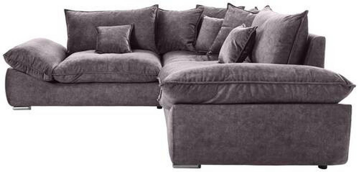 ECKSOFA in Velours Dunkelgrau  - Chromfarben/Dunkelgrau, Konventionell, Kunststoff/Textil (247/247cm) - Carryhome