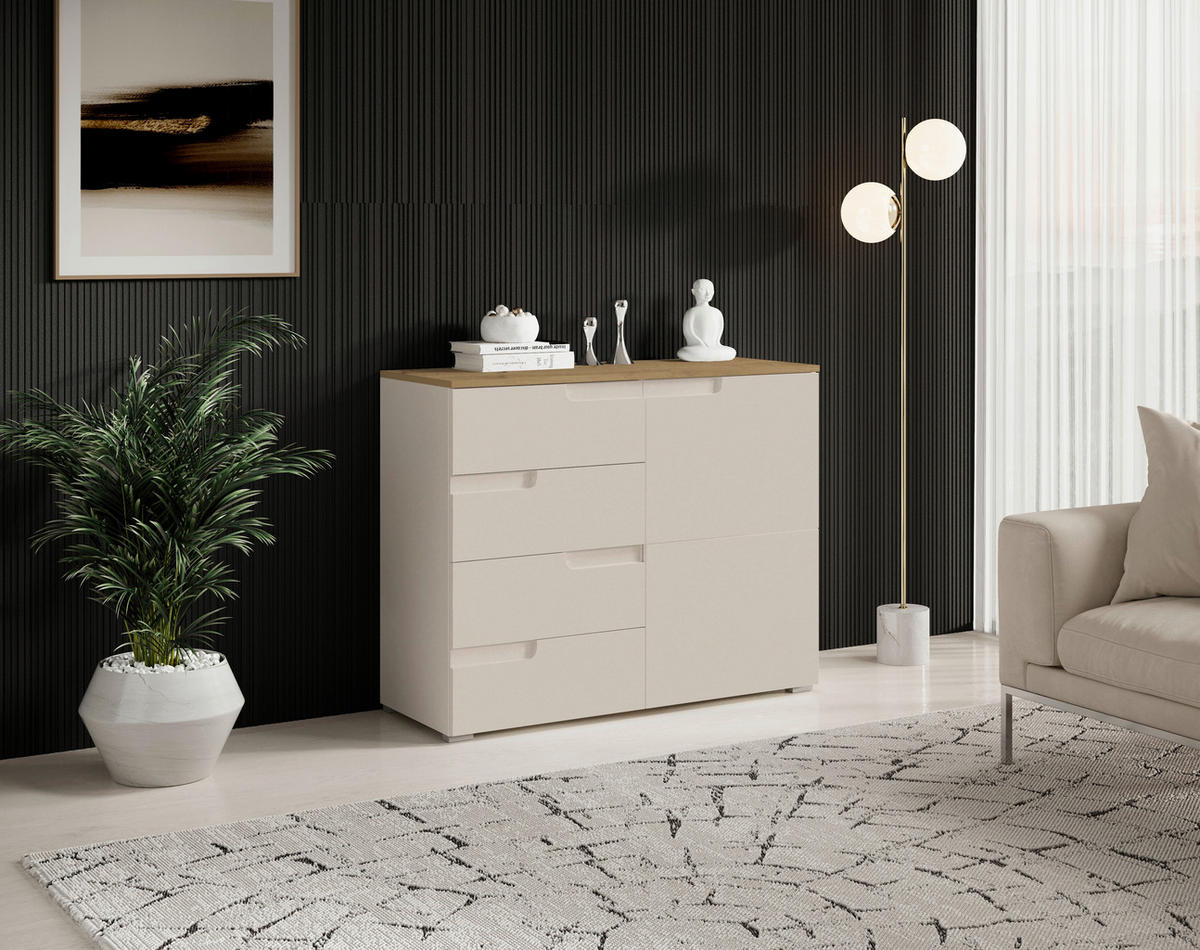 KOMMODE Swim, 100/80/40 cm, 4 Schublade(n)  - Kaschmir/Eiche Artisan, Design, Holzwerkstoff/Kunststoff (100/80/40cm) - MID.YOU