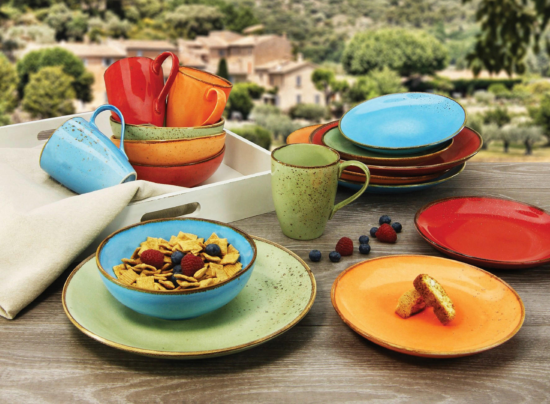 KOMBISERVICE NATURE COLLECTION MEDITERRAN 16-teilig  - Multicolor, Basics, Keramik (34/31,5/33cm) - Creatable