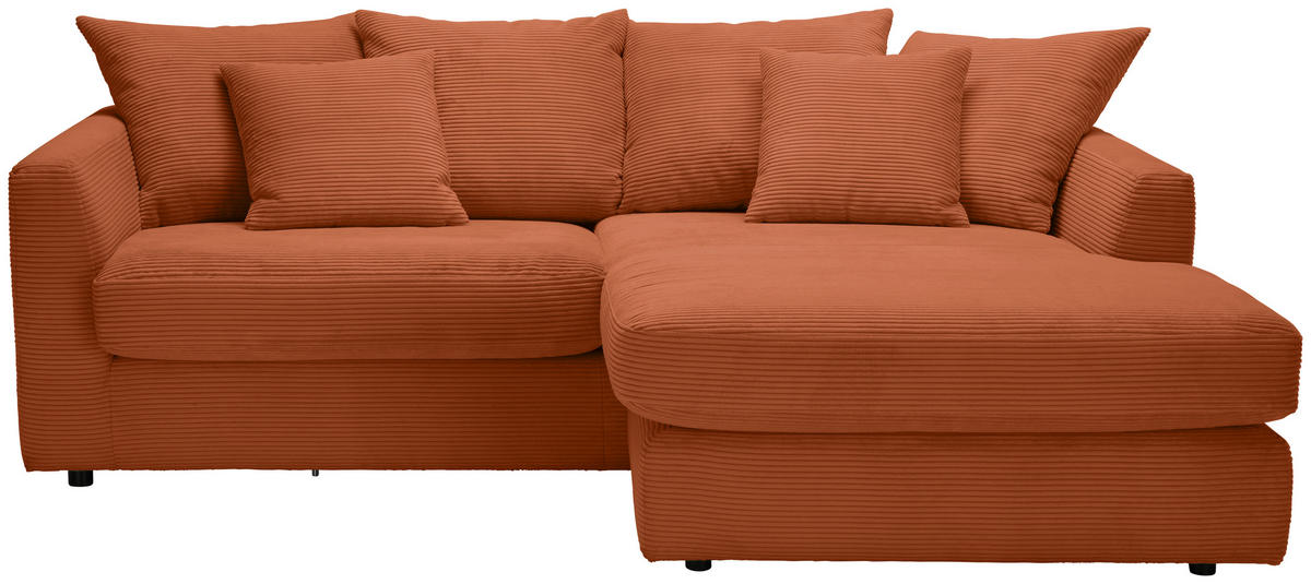 ECKSOFA in Cord Rostfarben  - Rostfarben/Schwarz, Design, Kunststoff/Textil (235/175cm) - home24