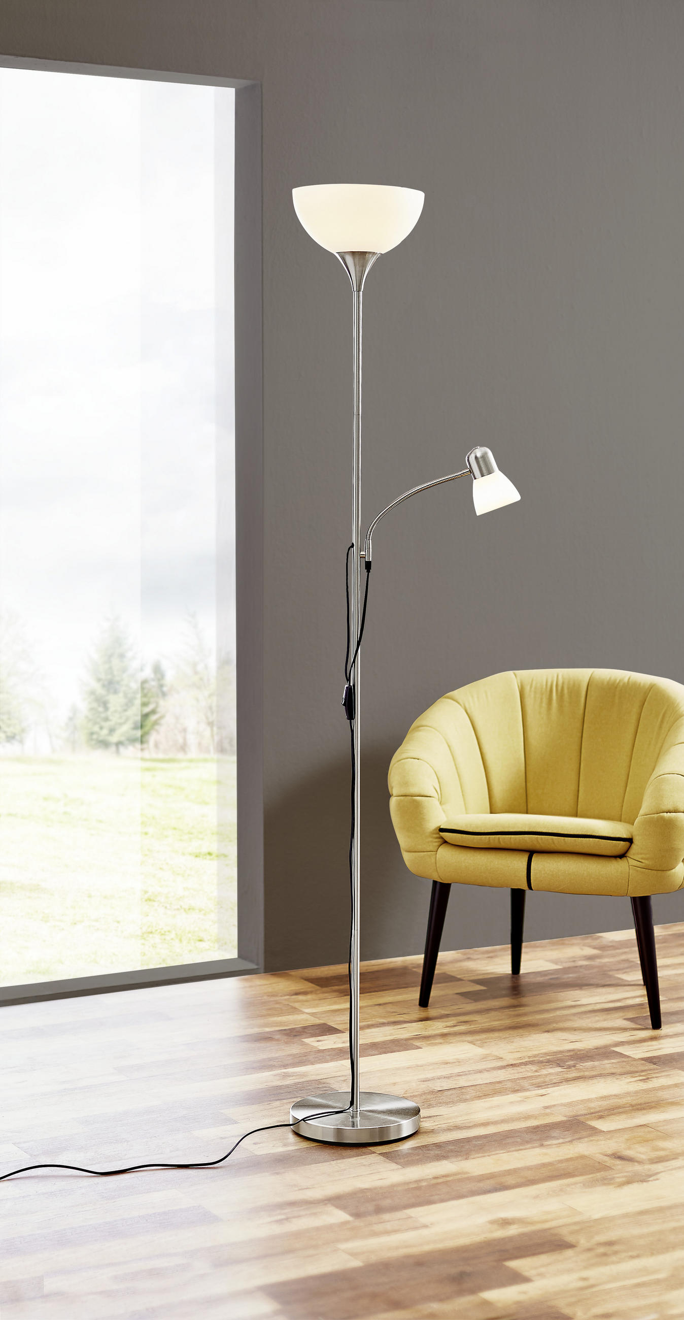 STEHLEUCHTE 25/181,5 cm    - Weiß/Nickelfarben, Basics, Kunststoff/Metall (25/181,5cm) - Boxxx