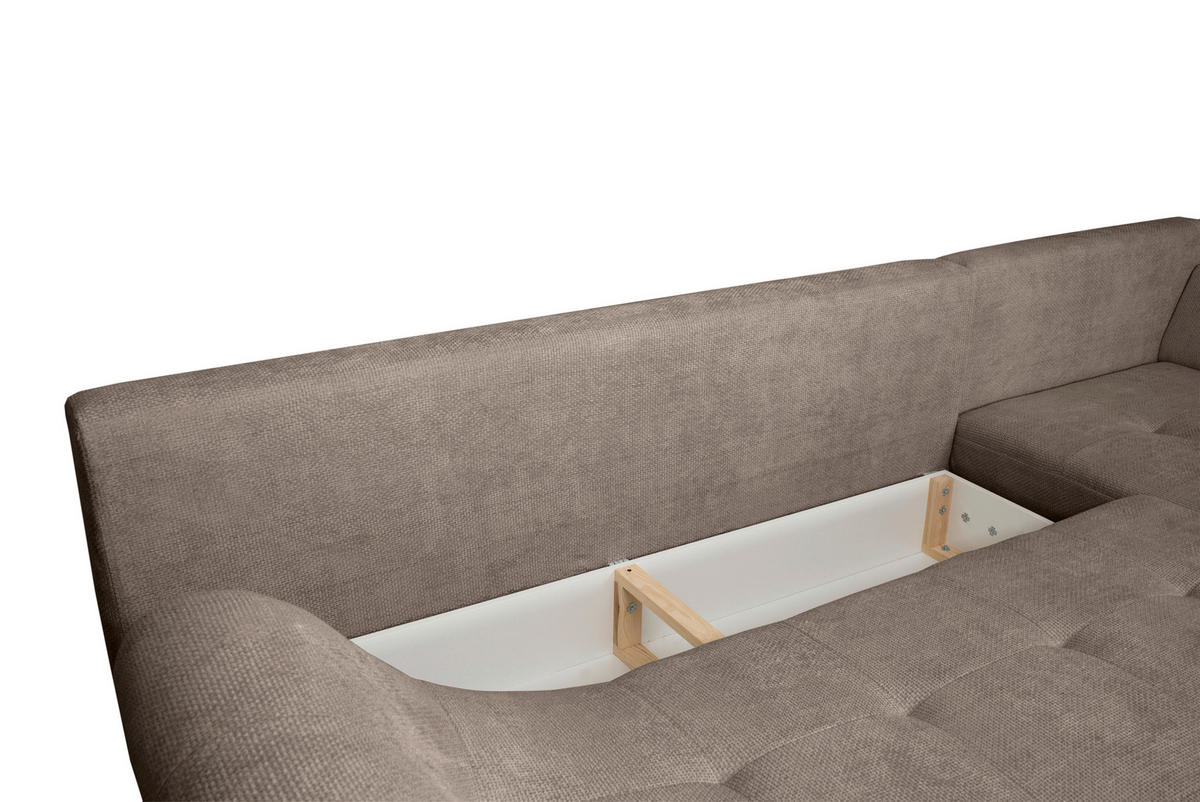 ECKSOFA Braun Struktur  - Schwarz/Braun, KONVENTIONELL, Textil/Metall (274/194cm) - Carryhome