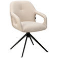 ARMLEHNSTUHL  Wippfunktion, Sitzfläche 360° drehbar, automatische Rückholfunktion Webstoff  Schwarz, Beige  - Beige/Schwarz, Design, Textil/Metall (59,5/85,5/61,5cm) - Novel