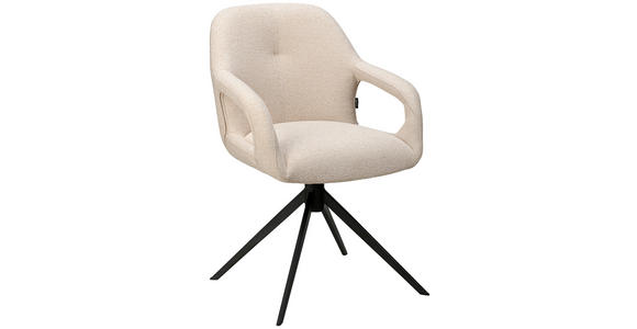 ARMLEHNSTUHL  Wippfunktion, Sitzfläche 360° drehbar, automatische Rückholfunktion Webstoff  Schwarz, Beige  - Beige/Schwarz, Design, Textil/Metall (59,5/85,5/61,5cm) - Novel