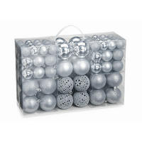 CHRISTBAUMKUGEL-SET 100-teilig  - Silberfarben, Basics, Kunststoff (35,0/23,0/12,0cm)